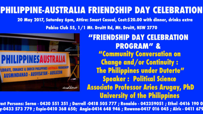 Philippines Australia Friendship Day 2017 on May 20