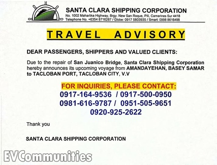 Santa Clara Shipping Advisory 1