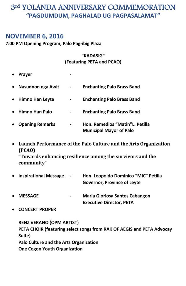 3rd Typhoon Yolanda Anniversary events at Palo, Leyte
