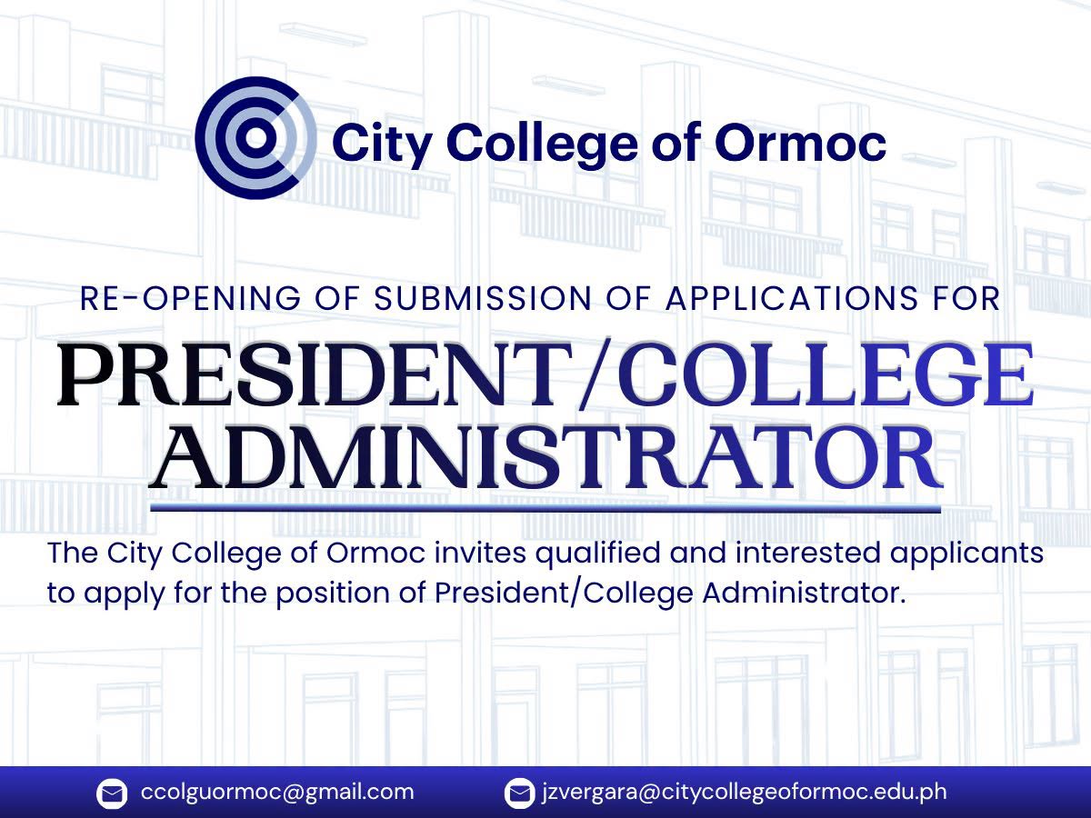 City College of Ormoc reopens applications for president/college administrator