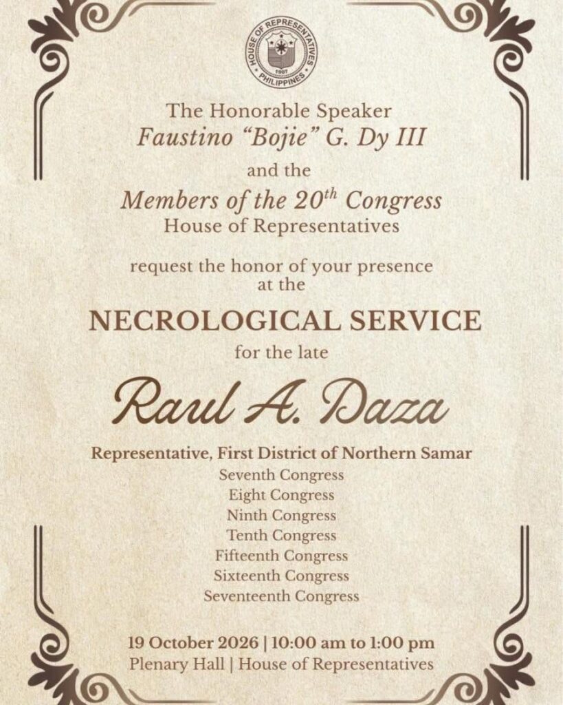 Necrological Service Raul Daza House of Representatives