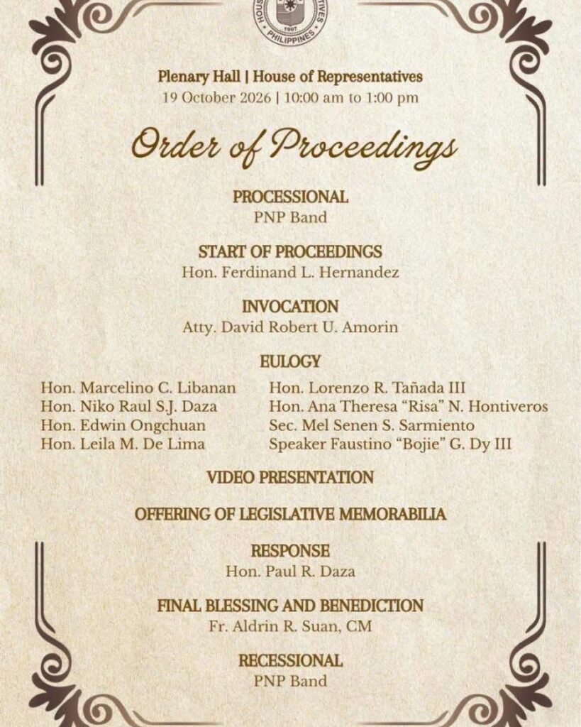 Necrological Service Raul Daza House of Representatives
