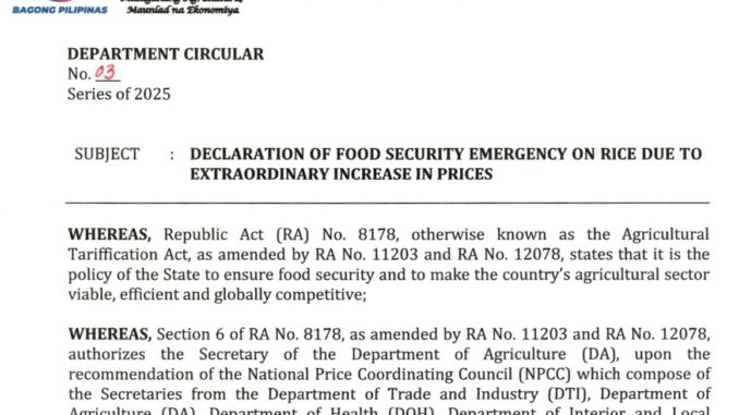 PHL Dept of Agric Circular 03 Series of 2025 img DA Circular 03
