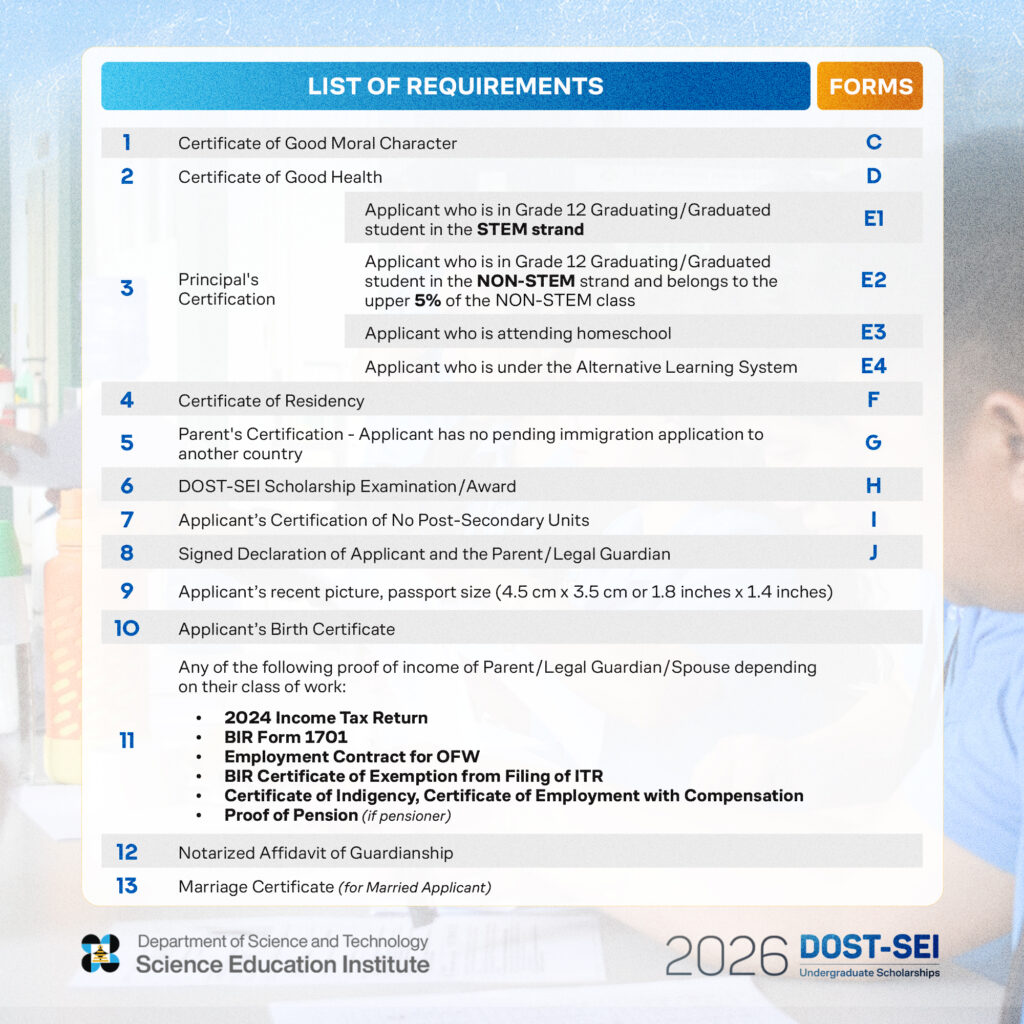 DOST-SEI Undergraduate Scholarships 2026