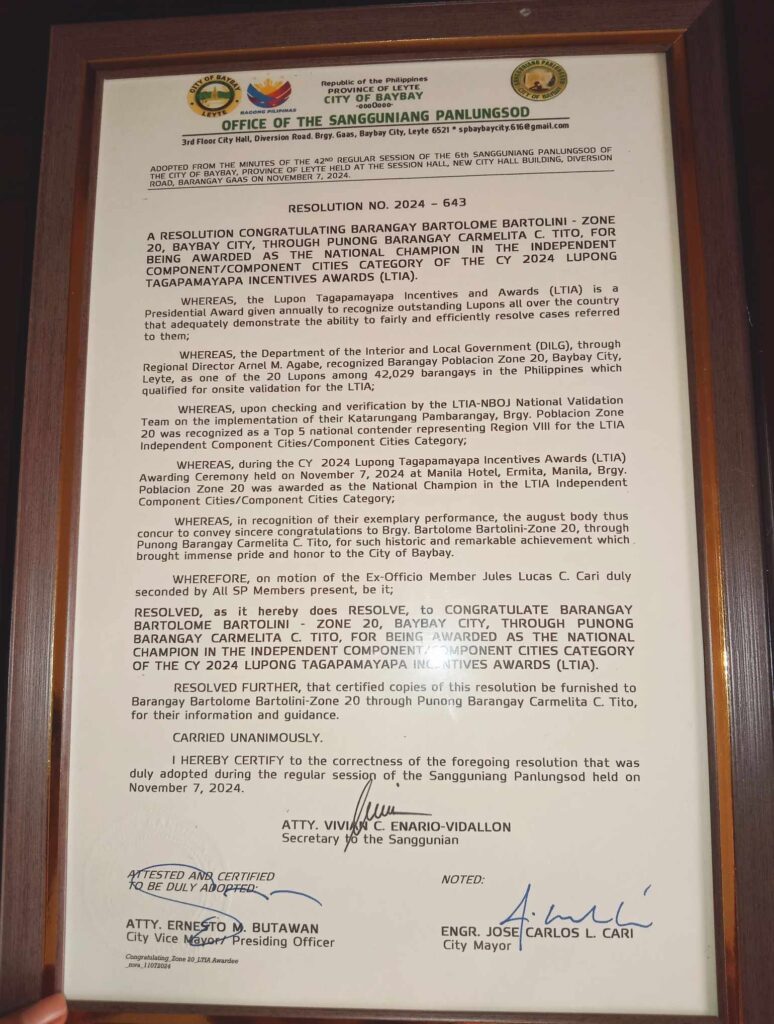 Lupong Tagapamayapa Barangay Pob. Zone 20, Baybay City, Leyte.