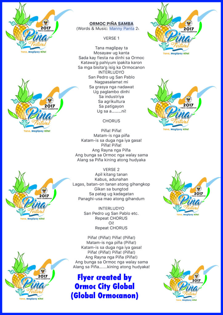 Ormoc Piña Samba  Lyrics