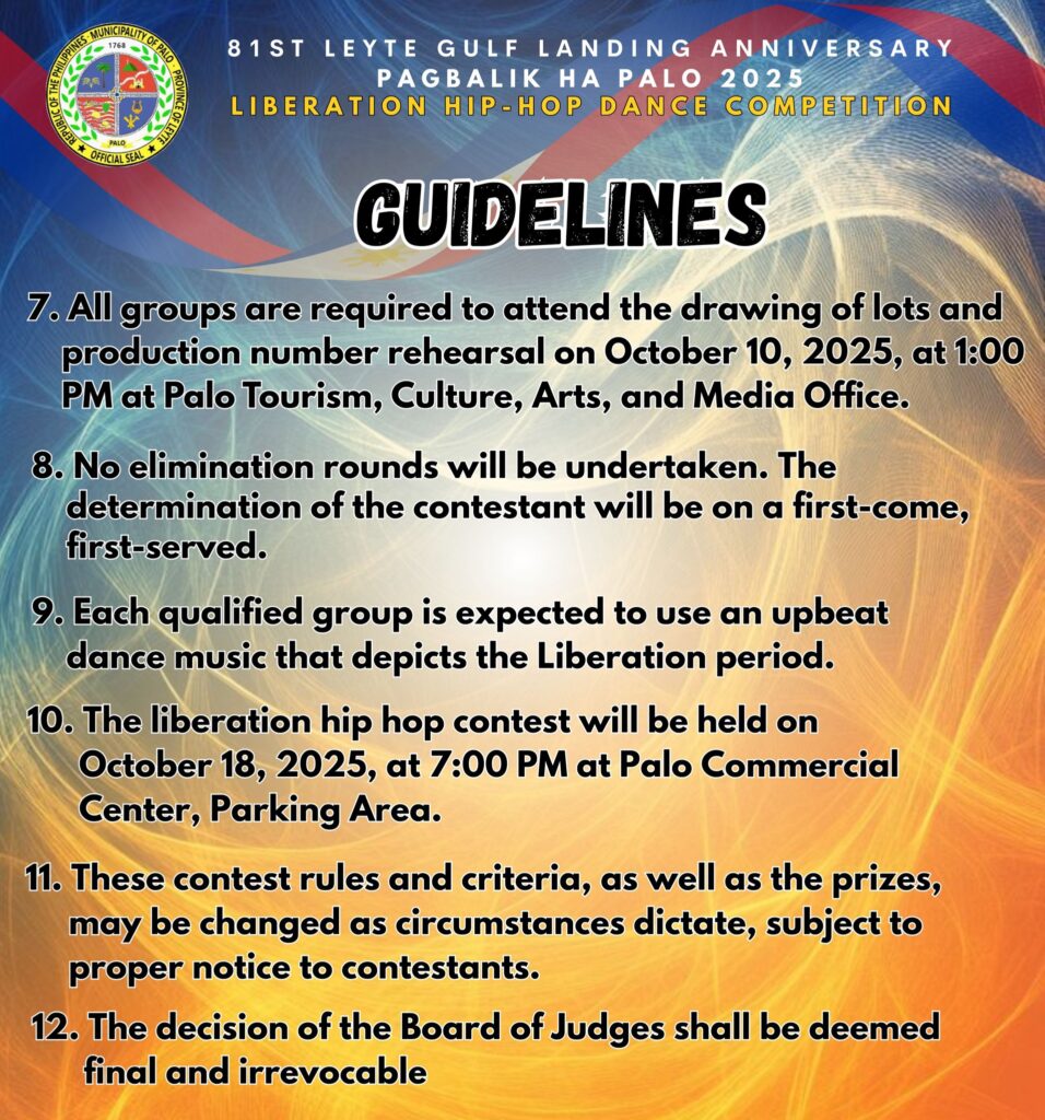 Liberation Hip Hop Dance Competition 2025 to be held on 18 October at Palo, Leyte, Philippines