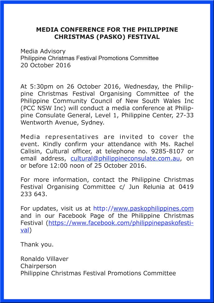 Philippine Christmas Festival Sydney, Pasko