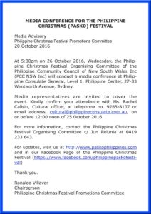 Philippine Christmas Festival Sydney, Pasko Philippines Sydney, PCCNSW, Ronaldo Villaver