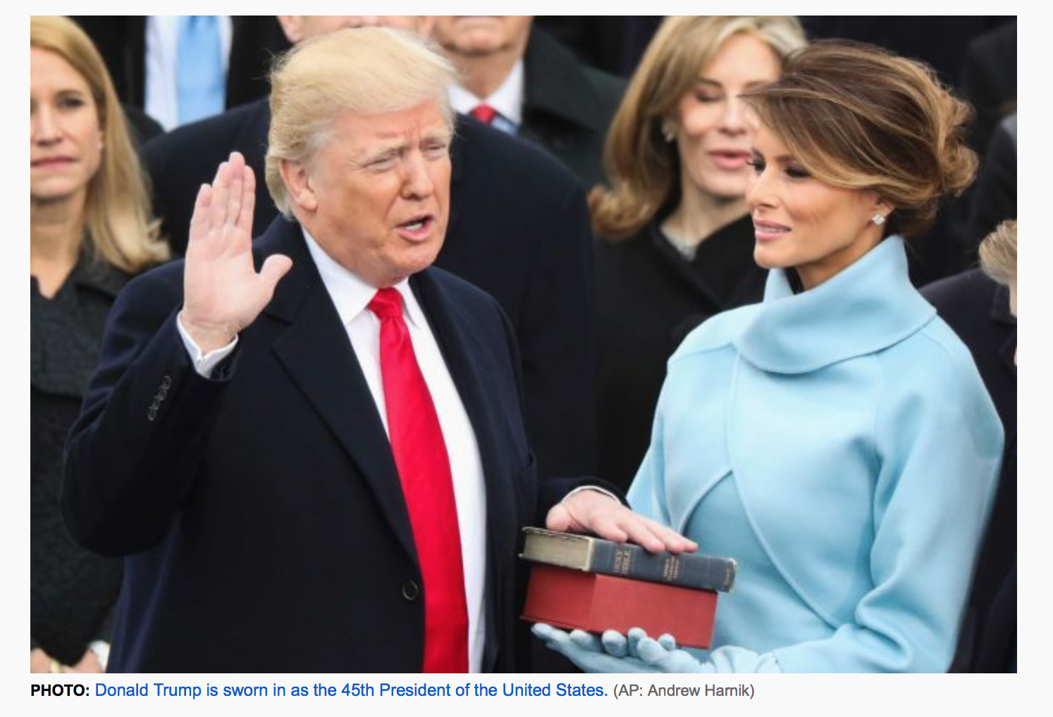 Donald Trump is sworn is as the 45th President of the United States